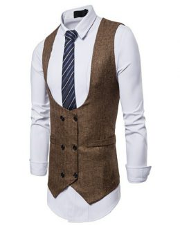 Men’s Design U-Neck Slim Fit  Jacket+Shirt