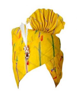 Rajasthani Rajputi Yellow Color Lahriya Turban/Safa