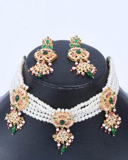 Rajwadi Jadau Goldlook Cheekset Jewellery