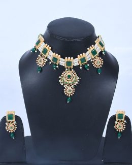 Rajwadi Jadau Goldlook Cheekset Jewellery