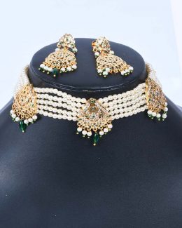 Rajwadi Jadau Goldlook Cheekset Jewellery