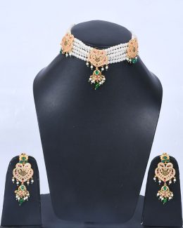 Rajwadi Jadau Goldlook Cheekset Jewellery