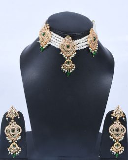 Rajwadi Jadau Goldlook Cheekset Jewellery