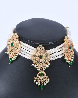 Rajwadi Jadau Goldlook Cheekset Jewellery