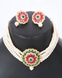 Rajwadi Kundan jadau Cheekset Jewellery