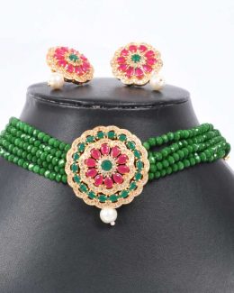 Rajwadi  Artificial Kundan jadau Cheekset Jewellery