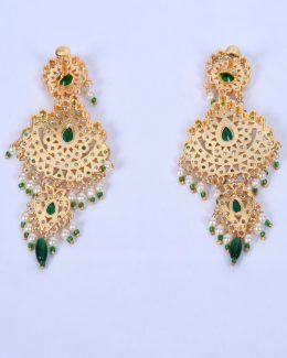 Rajputi Orignal Goldlook  jadau Earing with AD stone